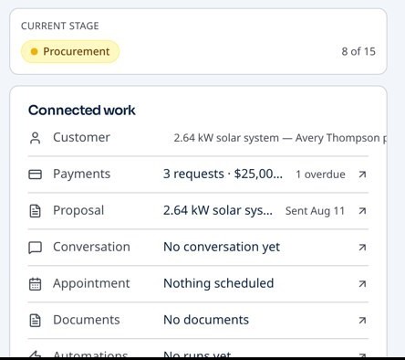 Shared project view connected to the homeowner